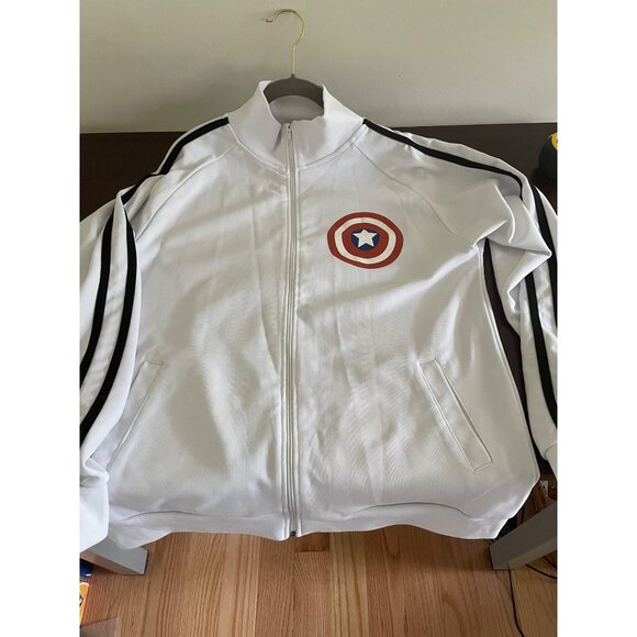 Vintage Mad Engine Marvel Captain America White Track Jacket Graphic - Picture 2 of 6